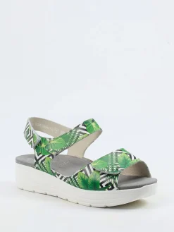 – Komfortsandale aus geprägtem Leder grün*Solidus