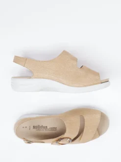 Damen Solidus – Komfortsandale aus geprägtem Leder