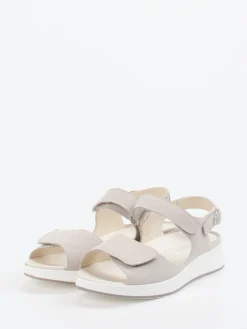 Damen Solidus – Komfortsandale aus Veloursleder Helltaupe