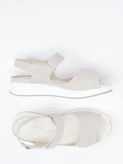 Damen Solidus – Komfortsandale aus Veloursleder Helltaupe