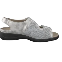 Damen Solidus – Komfortsandale aus Metallicleder silberfarben