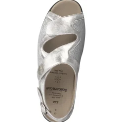 Damen Solidus – Komfortsandale aus Metallicleder silberfarben