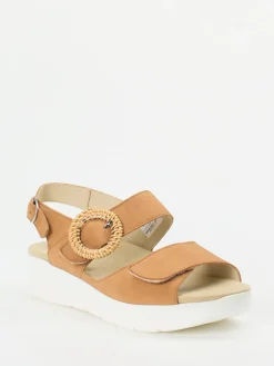 Damen Solidus – Komfortsandale aus Nubukleder cognac