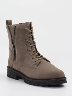 – Schnürstiefelette aus Veloursleder steingrau*Solidus