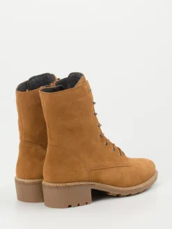 – Schnürstiefeletten aus Veloursleder cognac*Solidus Discount
