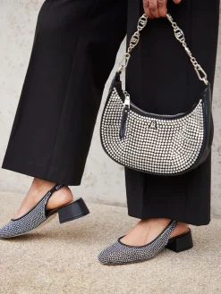 – Slingback-Pumps aus Textil mit Strassbesatz*Steve Madden Clearance