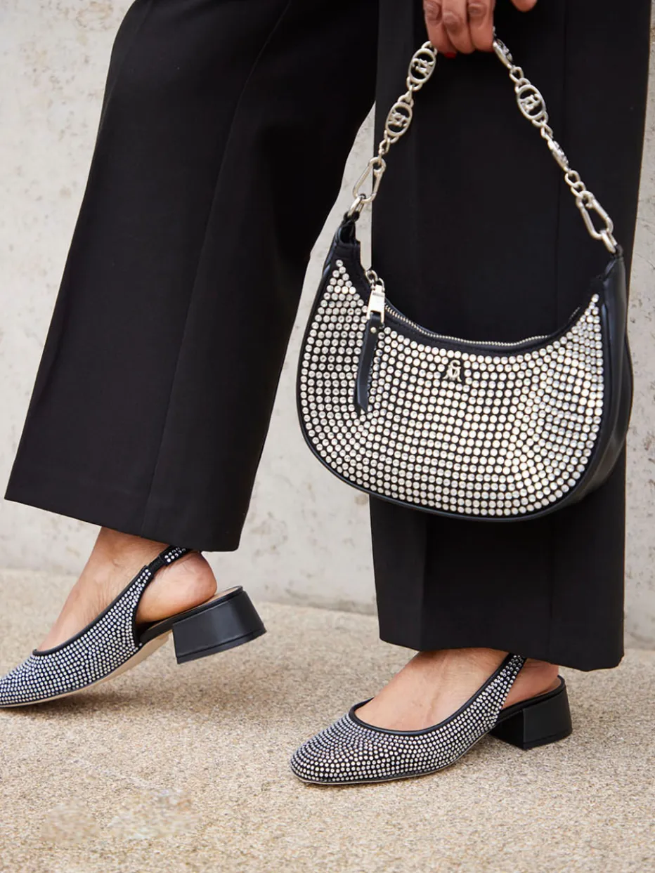 – Slingback-Pumps aus Textil mit Strassbesatz*Steve Madden Clearance