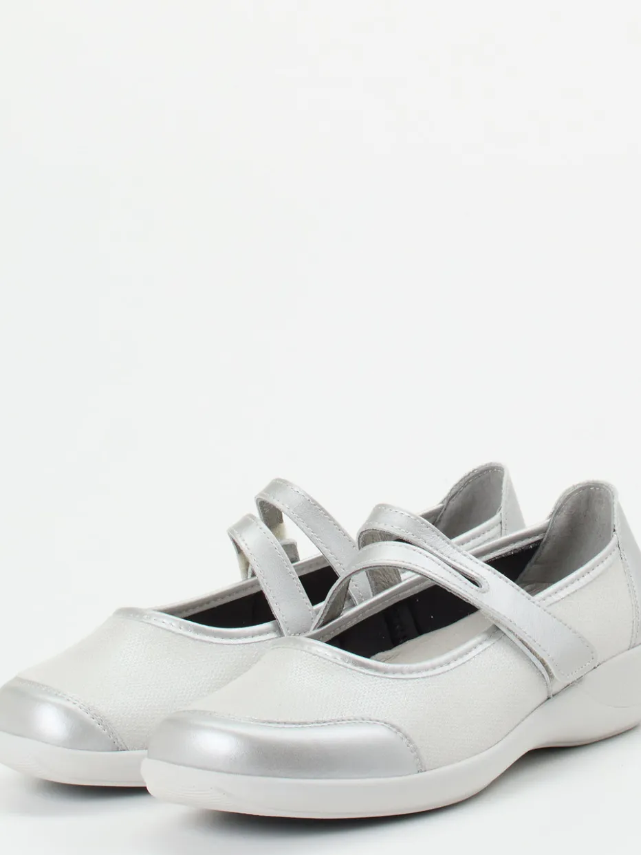 – Mary Jane Ballerina aus Stretch in Silber*Stuppy