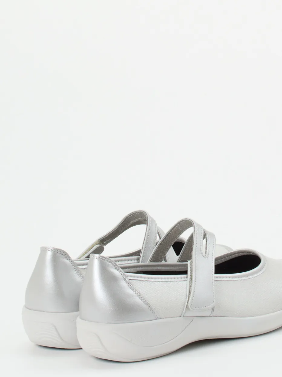 – Mary Jane Ballerina aus Stretch in Silber*Stuppy