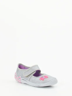 Kinder Superfit – Ballerina-Hausschuh aus Textil silber