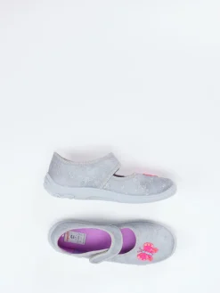 Kinder Superfit – Ballerina-Hausschuh aus Textil silber