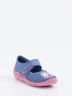 Kinder Superfit – Kinderhausschuh aus Textil jeans glitzernd