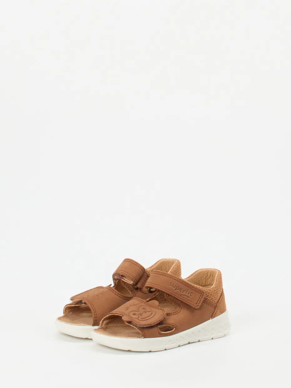 Kinder Superfit – Klettsandalen aus Nubukleder cognac