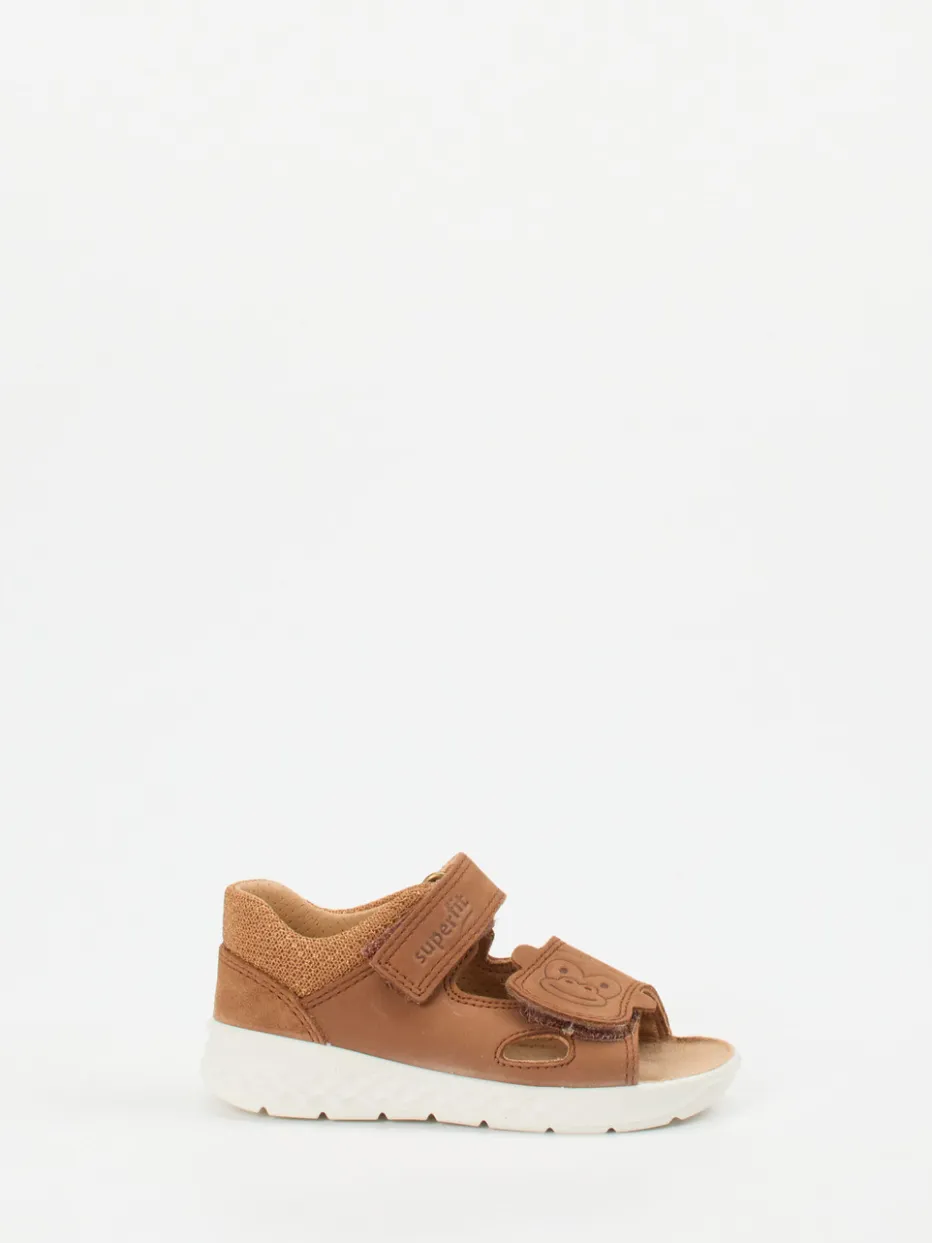 Kinder Superfit – Klettsandalen aus Nubukleder cognac