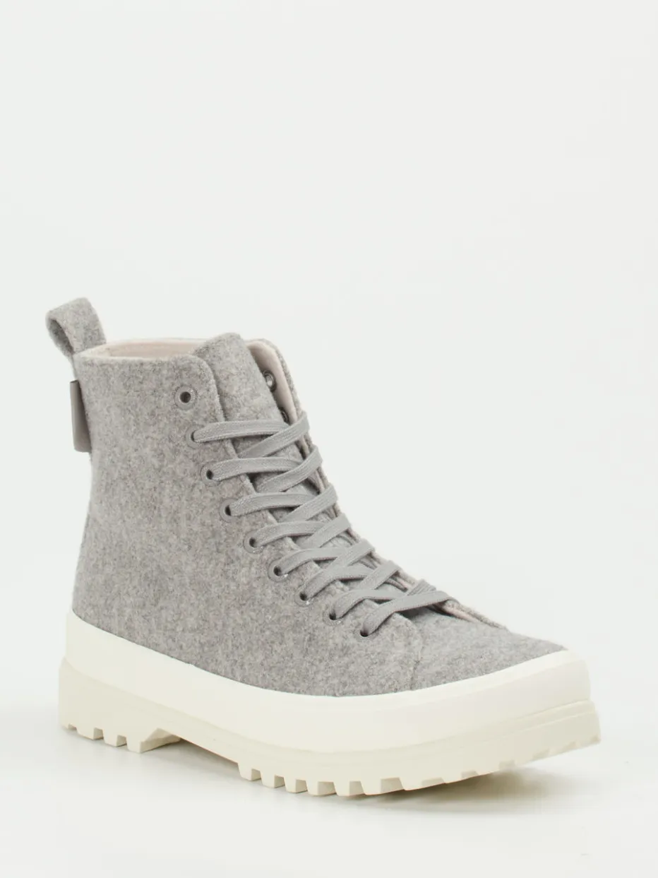 Damen Superga – Schnürboots aus Filztextil Hell