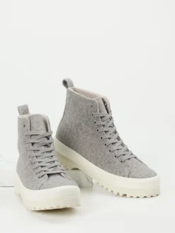 Damen Superga – Schnürboots aus Filztextil Hell