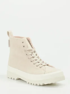 Damen Superga – Schnürboots aus Filz in Creme