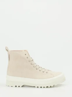 Damen Superga – Schnürboots aus Filz in Creme