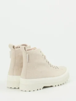 Damen Superga – Schnürboots aus Filz in Creme