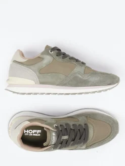 Damen THE HOFF BRAND – Retro-Sneaker Los Angeles aus Veloursleder oliv
