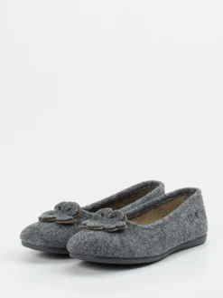 Damen Thies – Ballerina-Hausschuh aus Wollfilz anthrazit