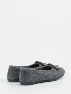 Damen Thies – Ballerina-Hausschuh aus Wollfilz anthrazit