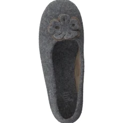 Damen Thies – Ballerina-Hausschuh aus Wollfilz anthrazit