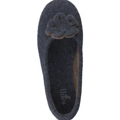 Damen Thies – Ballerina-Hausschuh aus Wollfilz Dunkel