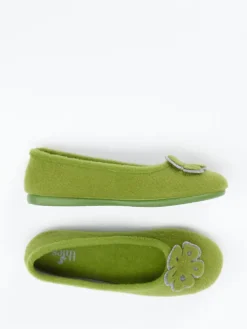 Damen Thies – Ballerina-Hausschuh aus Wollfilz apfel