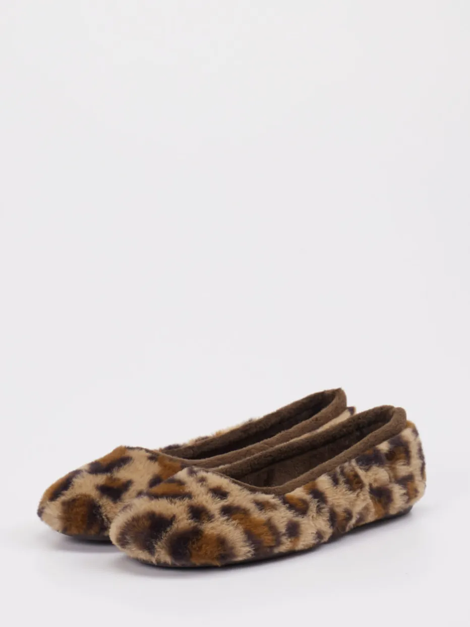 – Ballerina-Hausschuh aus Textil mit Leomuster*Thies Clearance