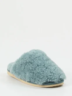 Damen Thies – Pantoffeln aus Lammfell in Blaugrau