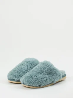 Damen Thies – Pantoffeln aus Lammfell in Blaugrau