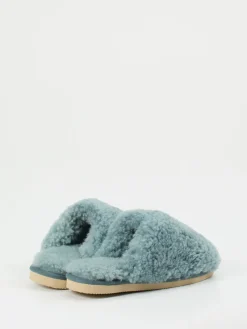 Damen Thies – Pantoffeln aus Lammfell in Blaugrau