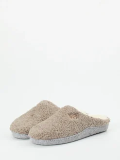 Damen Thies – Pantoffeln aus Textil in Beigegrau