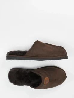 Herren Thies – Pantoffeln aus Veloursleder dunkel