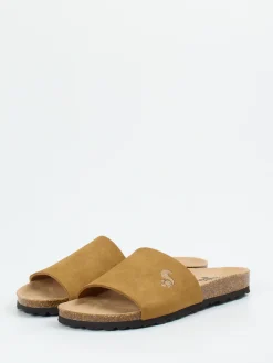 Damen Thies – Pantolette aus Velourslederoptik Cognac