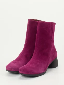 Damen Think – Ankle Boots aus Veloursleder in Beerenrot