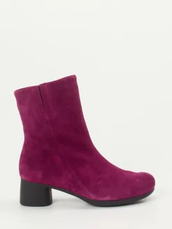 Damen Think – Ankle Boots aus Veloursleder in Beerenrot