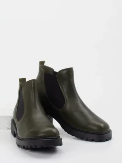 Damen Think – Chelsea Boots aus Kalbleder Oliv