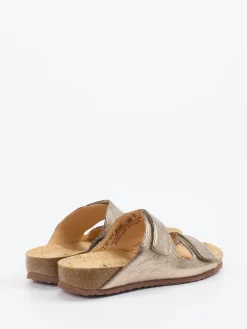 Damen Think – Komfort-Pantolette aus Leder in Champagner