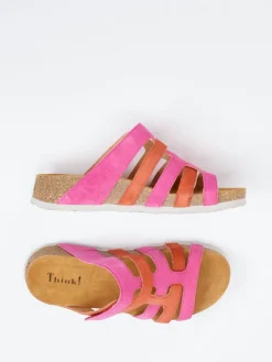 Damen Think – Pantolette aus Veloursleder in Pink