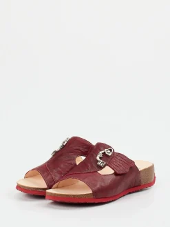 Damen Think – Pantolette aus Ziegenleder in Wein