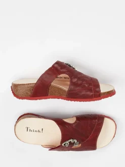 Damen Think – Pantolette aus Ziegenleder in Wein