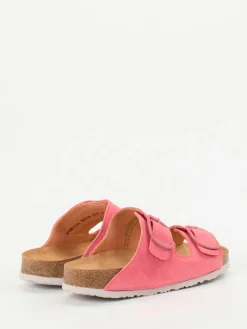 Damen Think – Pantoletten aus Veloursleder Korallrosa