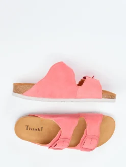 Damen Think – Pantoletten aus Veloursleder Korallrosa