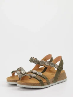 Damen Think – Sandalen aus Ziegenleder in Oliv