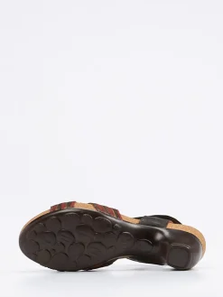 Damen Think – Sandalette aus Metallicleder in rot