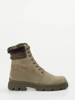 – Schnürstiefelette aus Veloursleder taupe*Think New