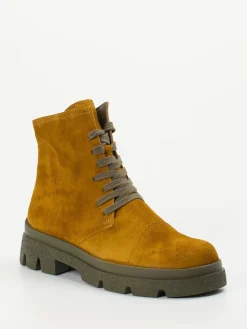 – Schnürstiefelette aus Veloursleder Ockerbraun*Think Online