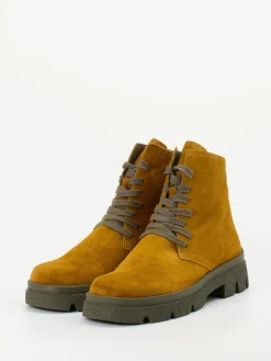 – Schnürstiefelette aus Veloursleder Ockerbraun*Think Online